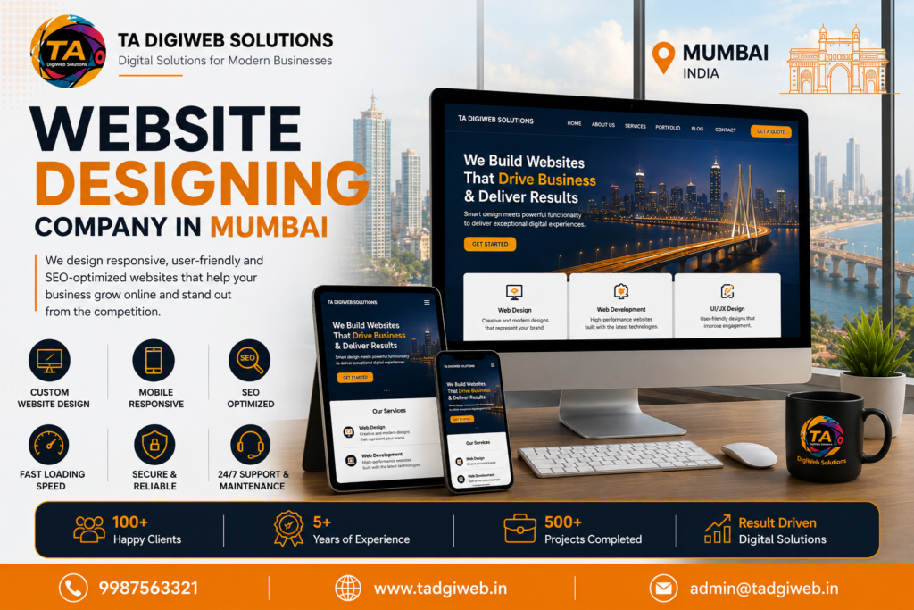 Professional website designing company in Mumbai offering responsive website development, SEO-friendly web design, eCommerce websites, and digital marketing solutions for businesses.