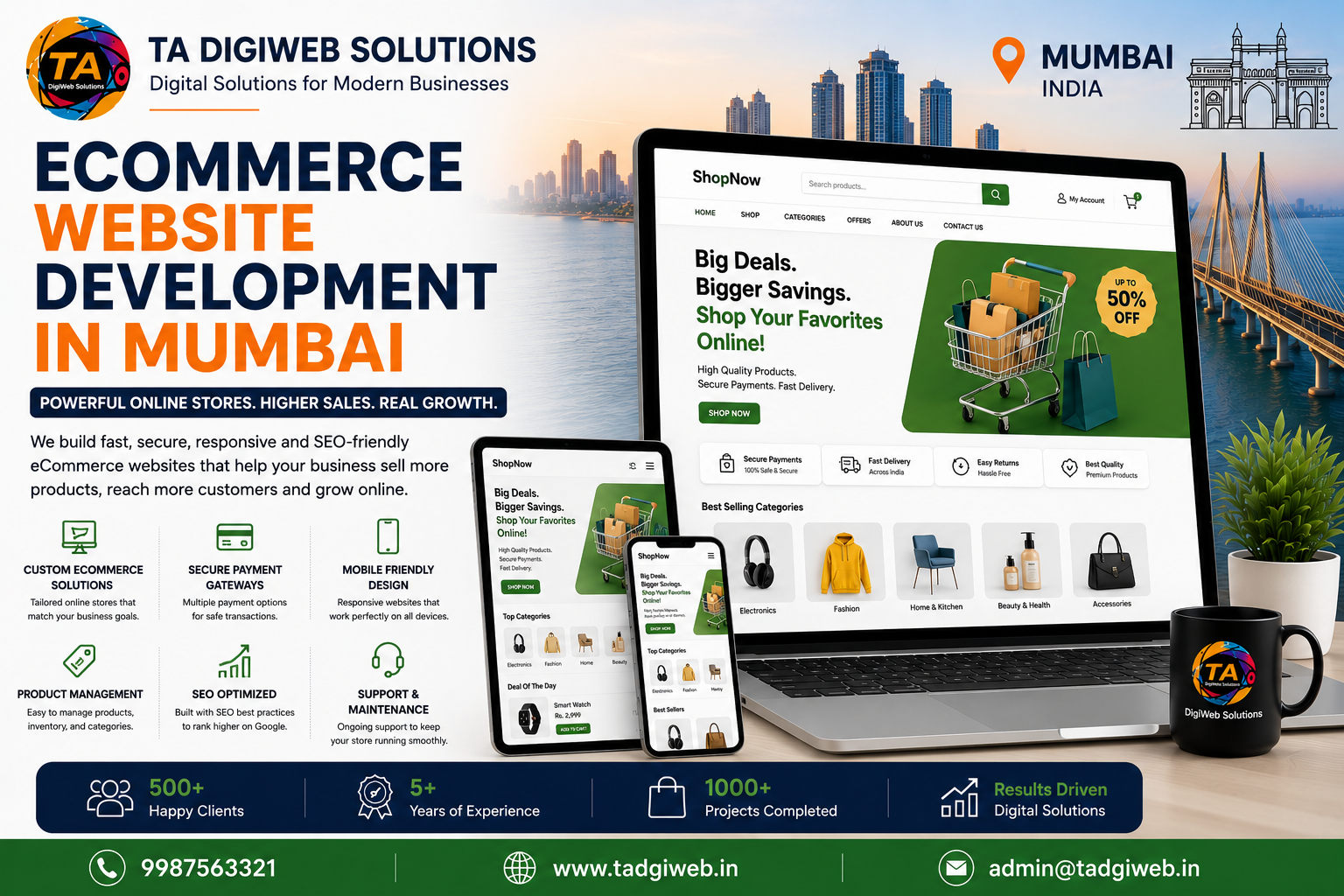 Professional Ecommerce Website Development in Mumbai creating responsive online stores with secure payment gateways and SEO optimization.