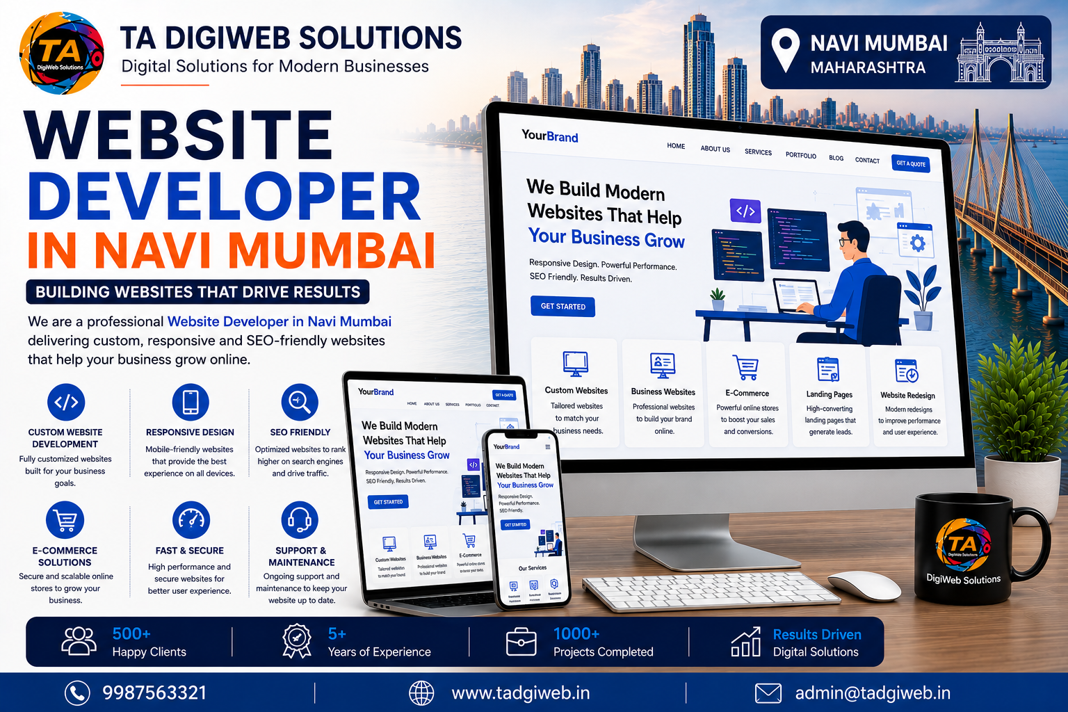Professional Website Developer in Navi Mumbai creating responsive, SEO-friendly, and custom business websites.