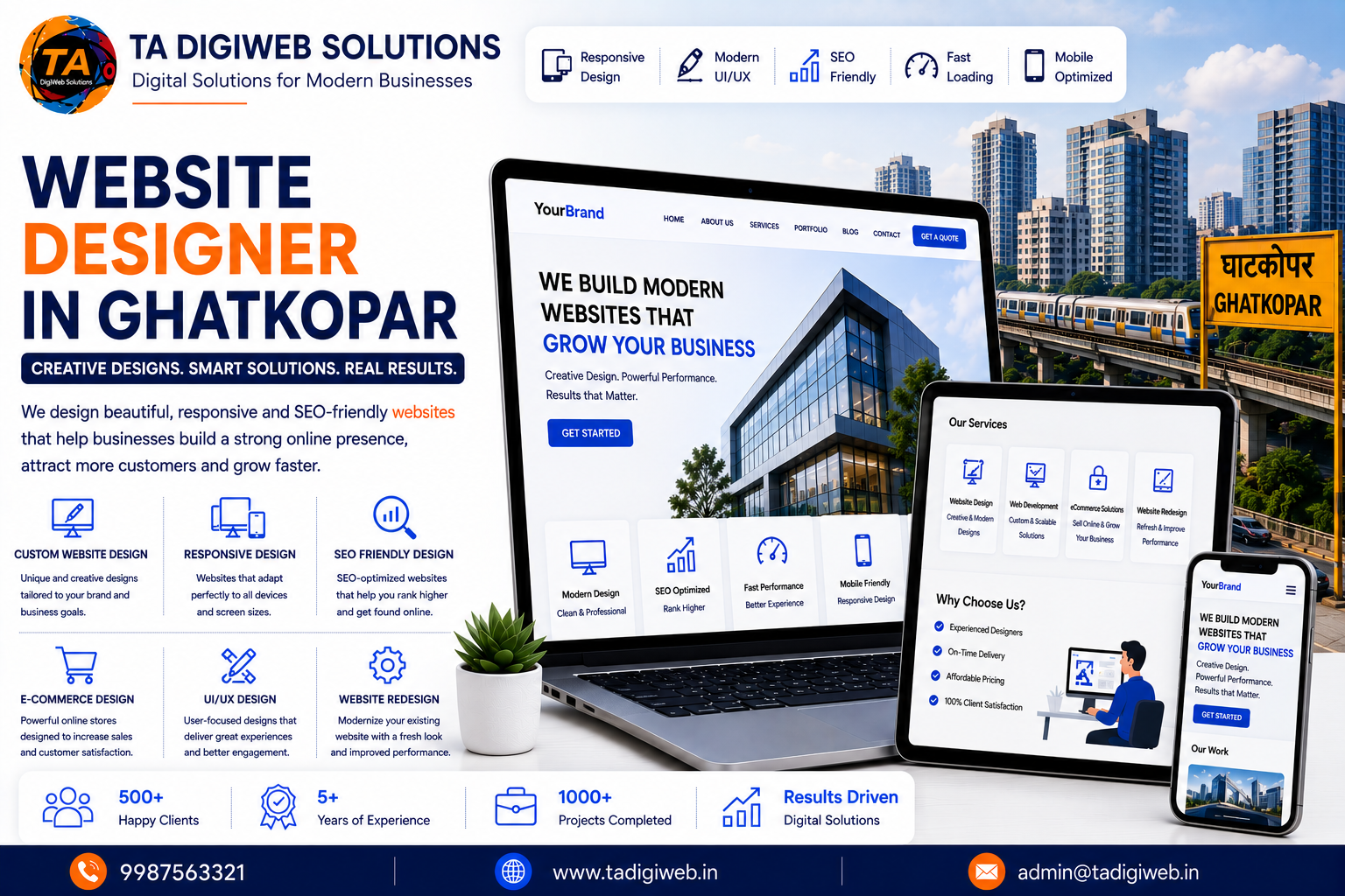 Professional Website Designer in Ghatkopar creating responsive, SEO-friendly, and custom websites for businesses.