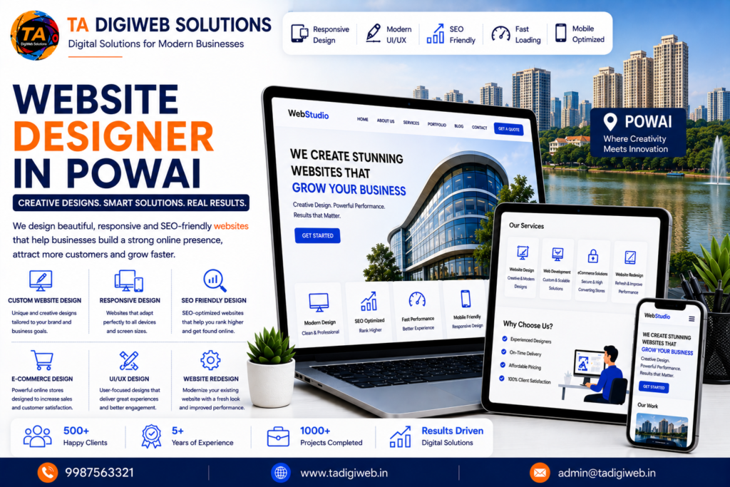 Professional Website Designer in Powai creating responsive, SEO-friendly, and custom websites for businesses.