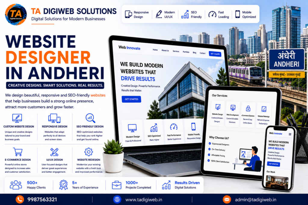 Professional Website Designer in Andheri creating responsive, SEO-friendly, and custom websites for businesses.