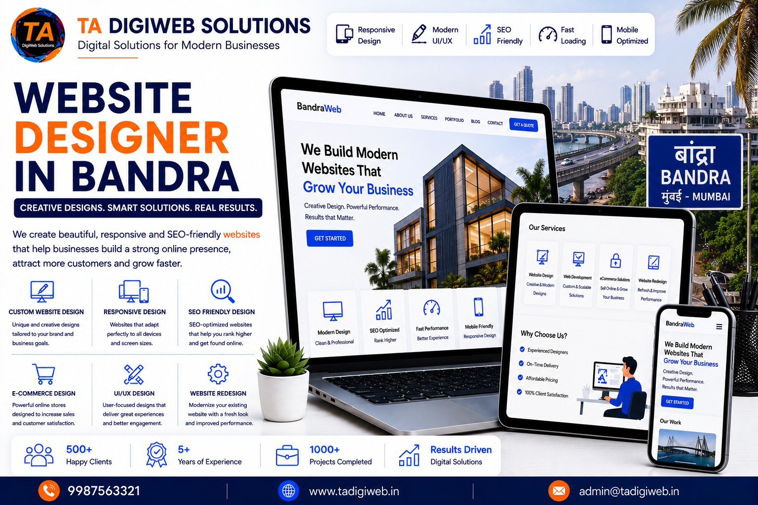 Professional Website Designer in Bandra creating responsive, SEO-friendly, and custom websites for businesses.
