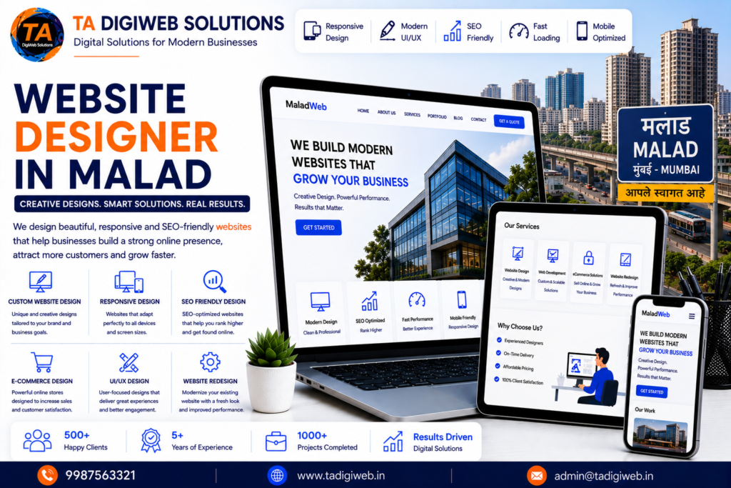 Professional website designer in Malad creating responsive, SEO-friendly, and custom websites for businesses.