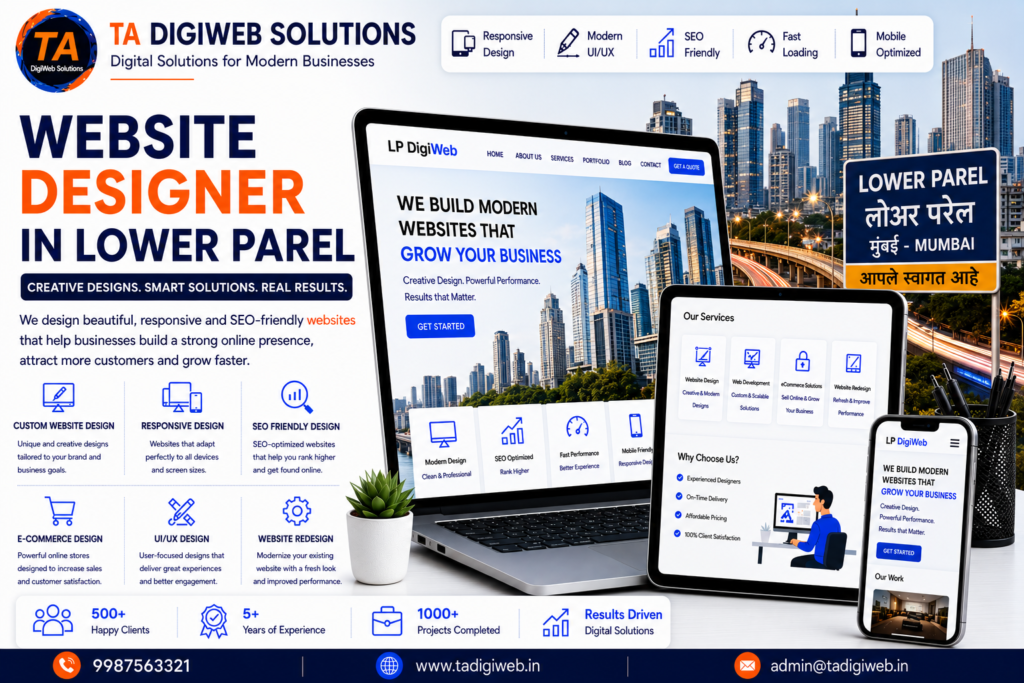 Professional Website Designer in Lower Parel creating responsive, SEO-friendly, and custom websites for businesses.