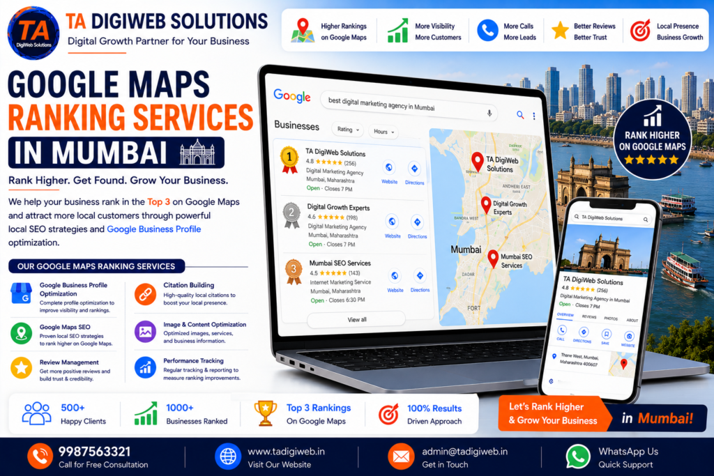 Google Maps Ranking Services in Mumbai helping businesses rank higher on Google Maps and attract more local customers.
