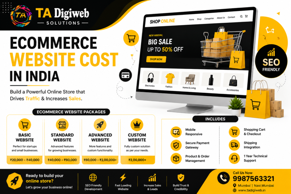 Ecommerce Website Cost in India | Pricing Guide 2026 | TA Digiweb